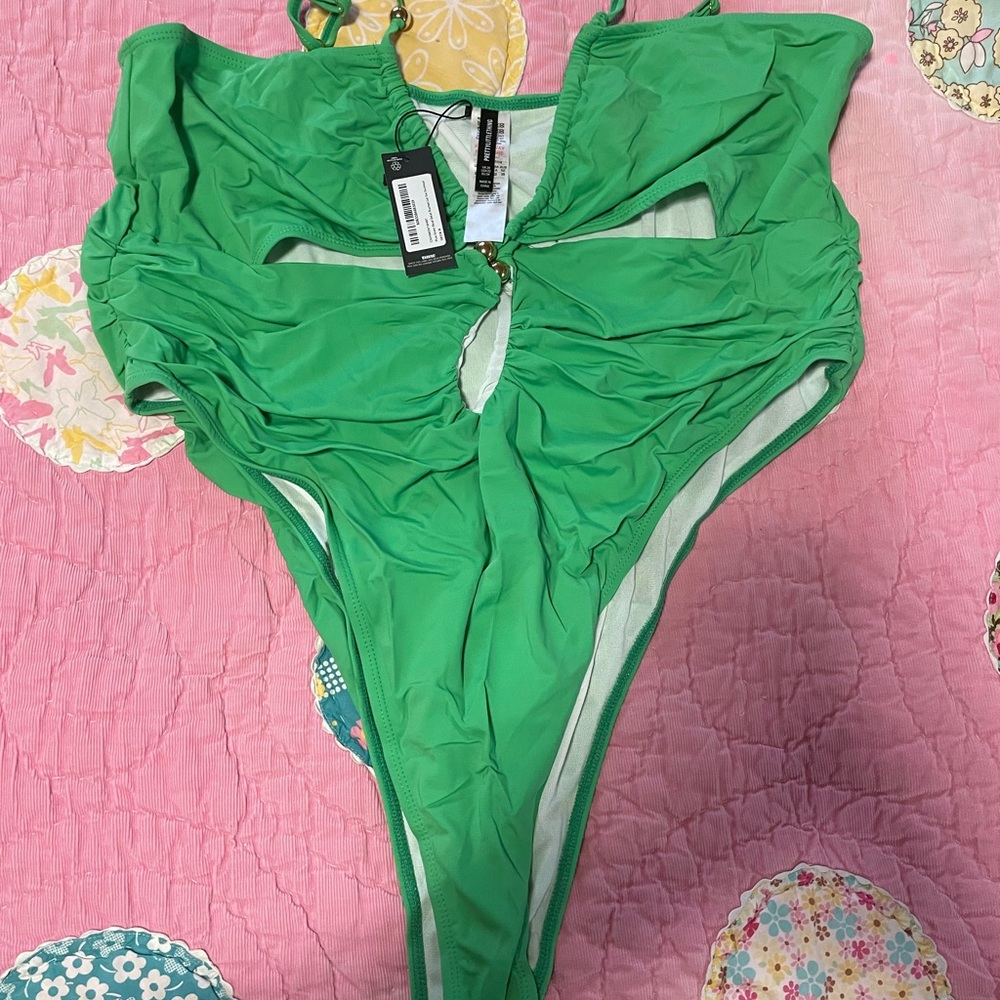 PrettyLittleThing Green One Piece Swimsuit